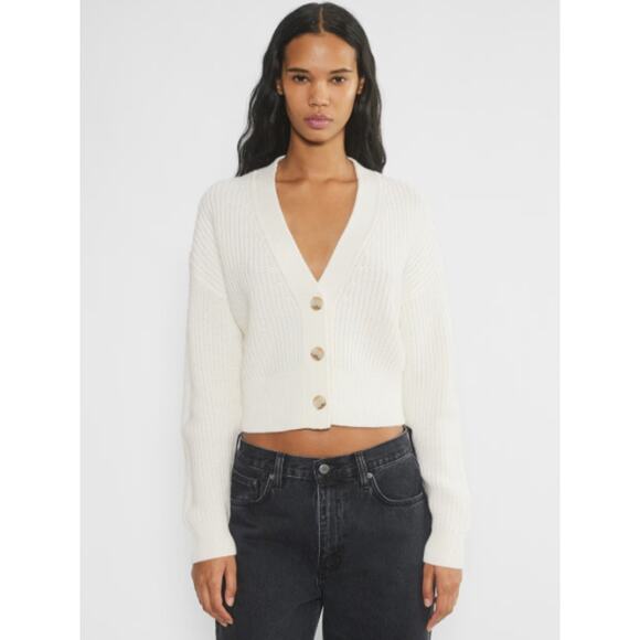Aritzia Babaton Canberra Merino Wool Cardigan Sweater Beige Small - Picture 1 of 10